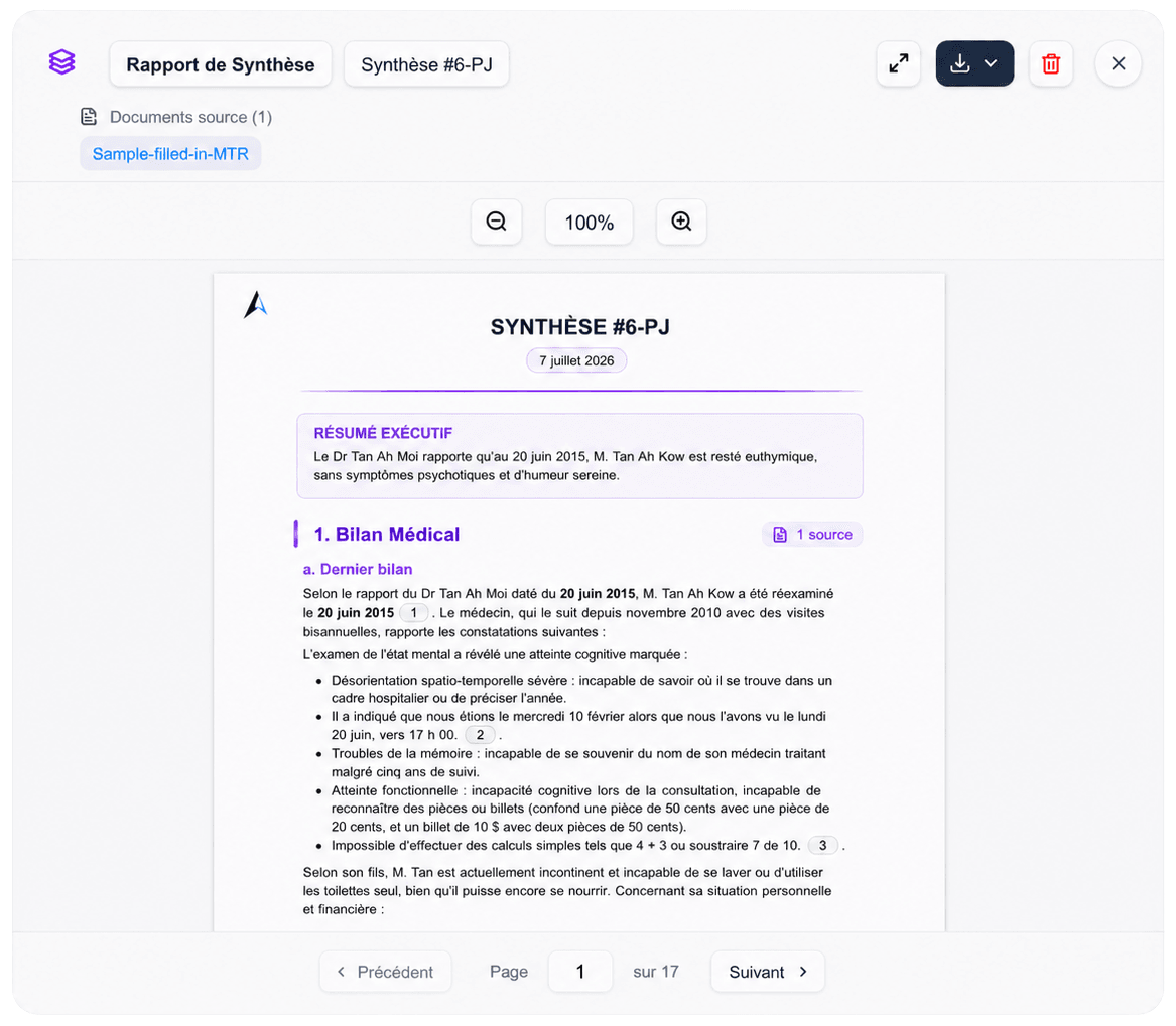 Générer des rapports prêts à l'emploi – screenshot